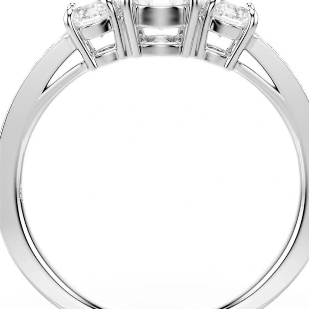 Swarovski Elegant Silver Triple Stone Ring BNIB